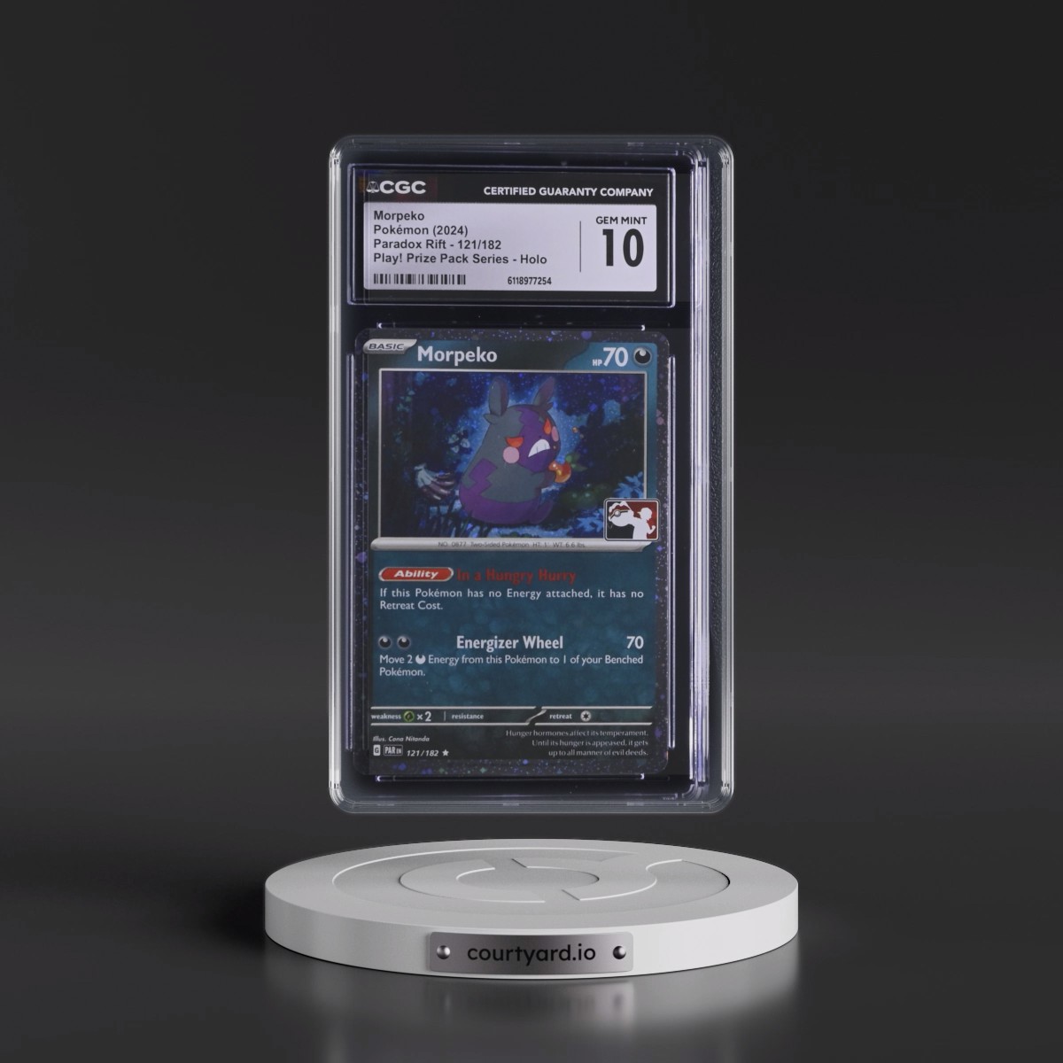 2023 Paradox Rift - PAR EN #121/182 Morpeko - Play! Pokémon Prize Pack Series Holo (CGC 10 GEM MINT)