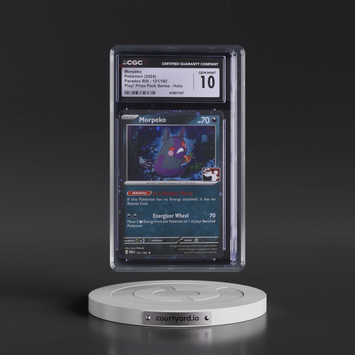2023 Paradox Rift - PAR EN #121/182 Morpeko - Play! Pokémon Prize Pack Series Holo (CGC 10 GEM MINT)