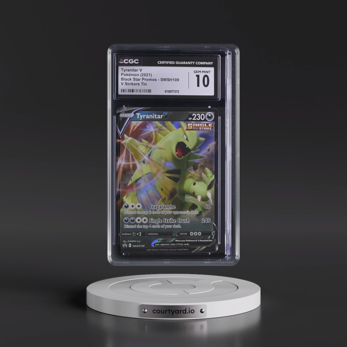 2017 Black Star Promos - Sword & Shield #SWSH109 Tyranitar V - Holo V Strikers Tin (CGC 10 GEM MINT)