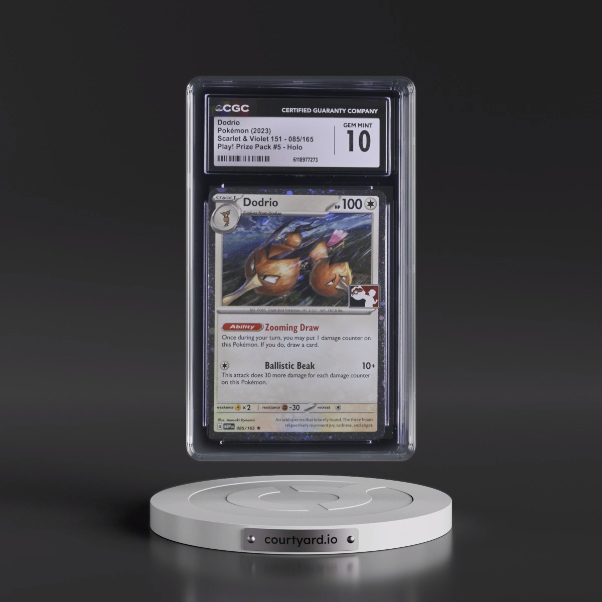 2023 Scarlet & Violet 151 - MEW EN #085/165 Dodrio - Play! Pokémon Prize Pack #5 (Cosmos Holo) Holo (CGC 10 GEM MINT)