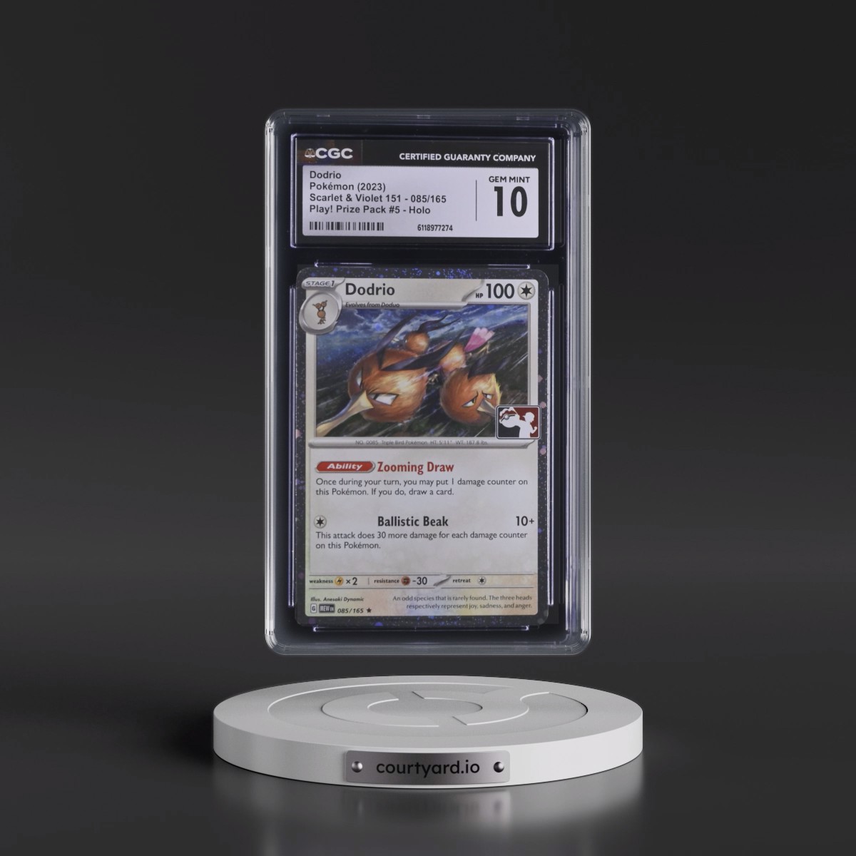 2023 Scarlet & Violet 151 - MEW EN #085/165 Dodrio - Play! Pokémon Prize Pack #5 (Cosmos Holo) Holo (CGC 10 GEM MINT)