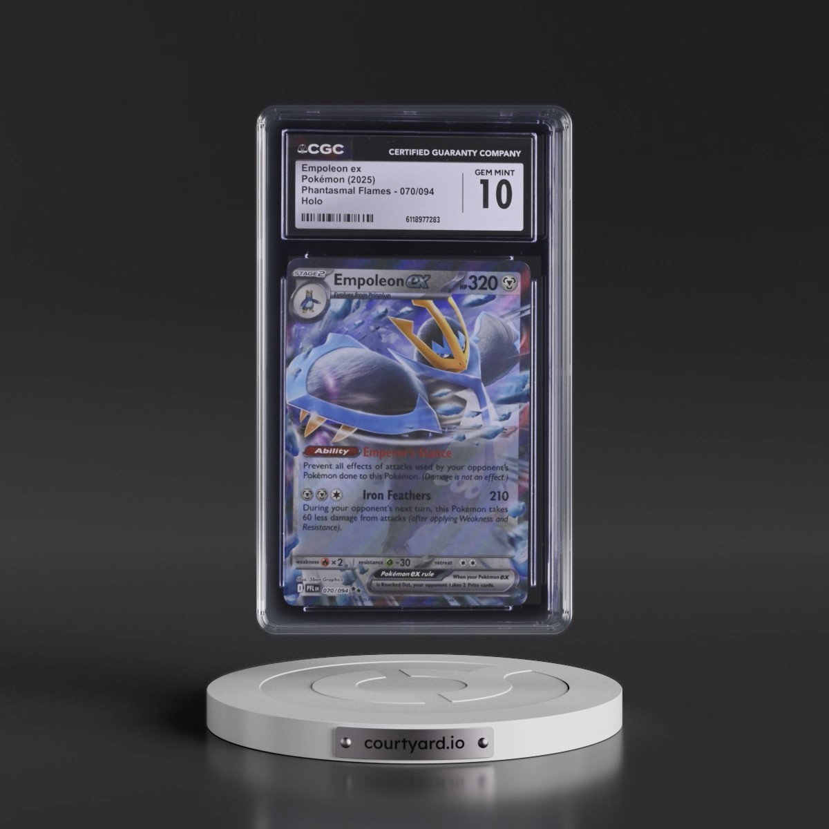 2025 Phantasmal Flames - PFL EN #070/094 Empoleon ex - Holo (CGC 10 GEM MINT)
