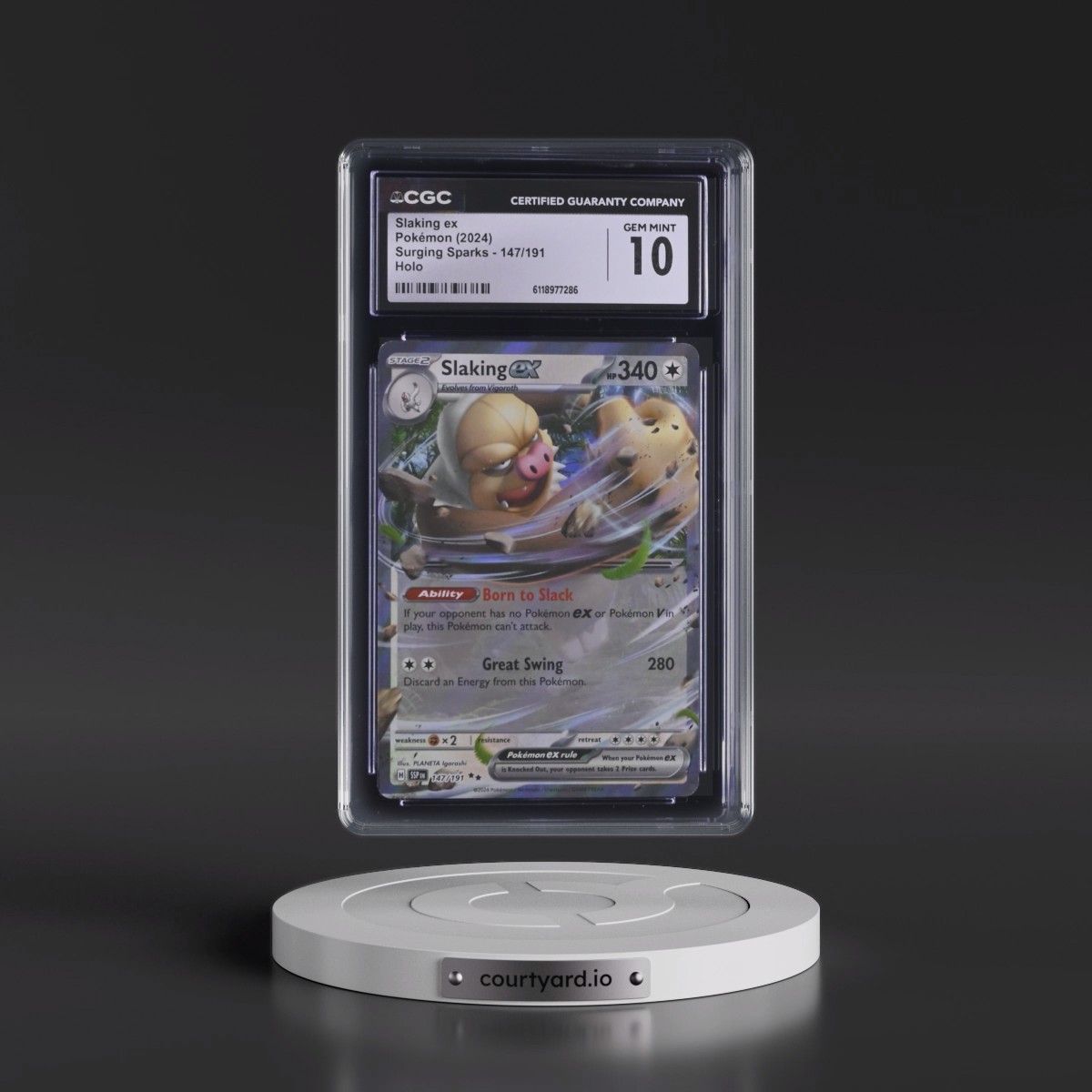 2024 Surging Sparks - SSP EN #147/191 Slaking ex - Holo (CGC 10 GEM MINT)