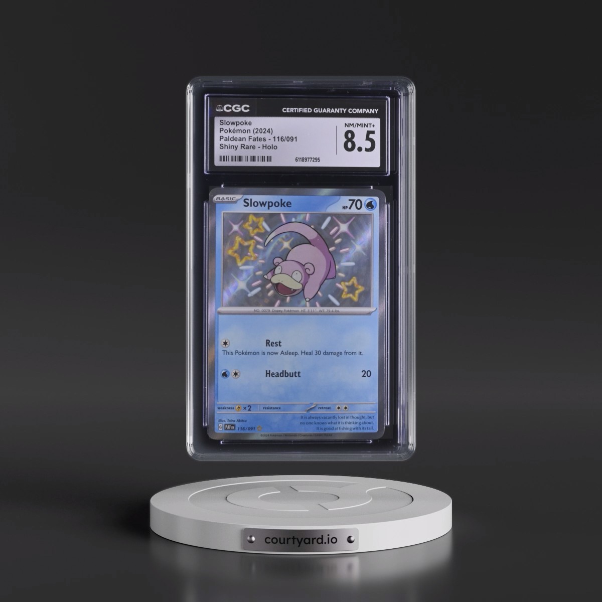 2024 Paldean Fates - PAF EN #116/091 Slowpoke - Shiny Rare Holo (CGC 8.5 NM-MT+)