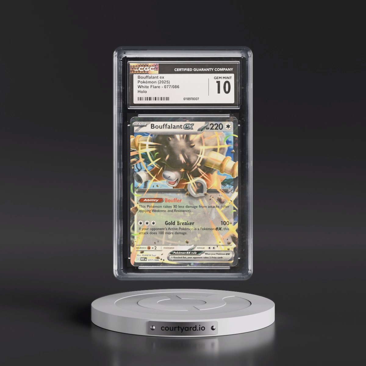 2025 White Flare - WHT EN #077/086 Bouffalant ex - Holo (CGC 10 GEM MINT)