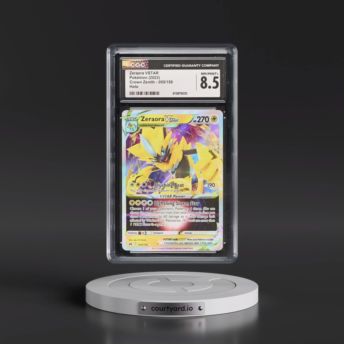 2023 Crown Zenith #055/159 Zeraora VSTAR - Holo (CGC 8.5 NM-MT+)