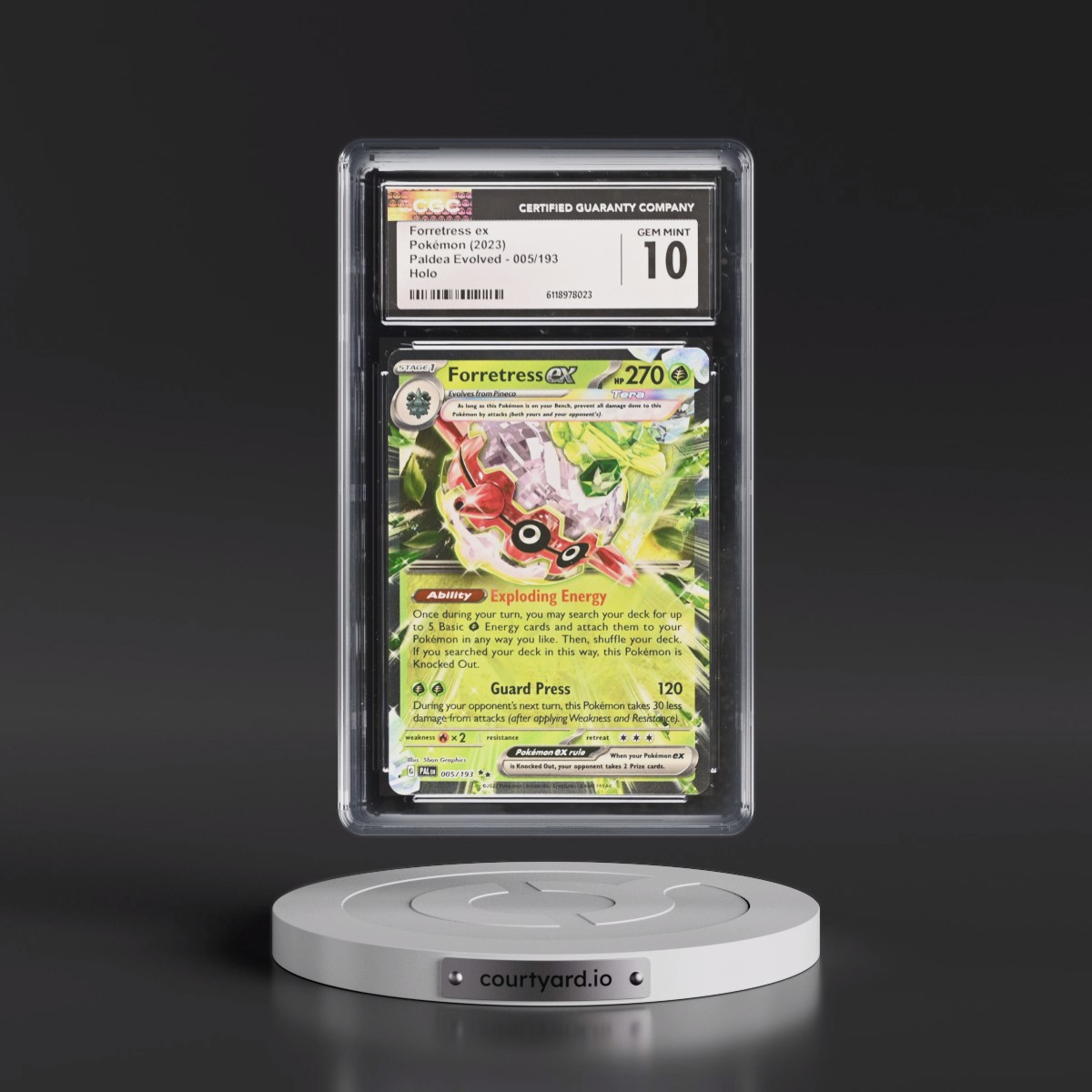 2023 Paldea Evolved - PAL EN #005/193 Forretress ex - Holo (CGC 10 GEM MINT)