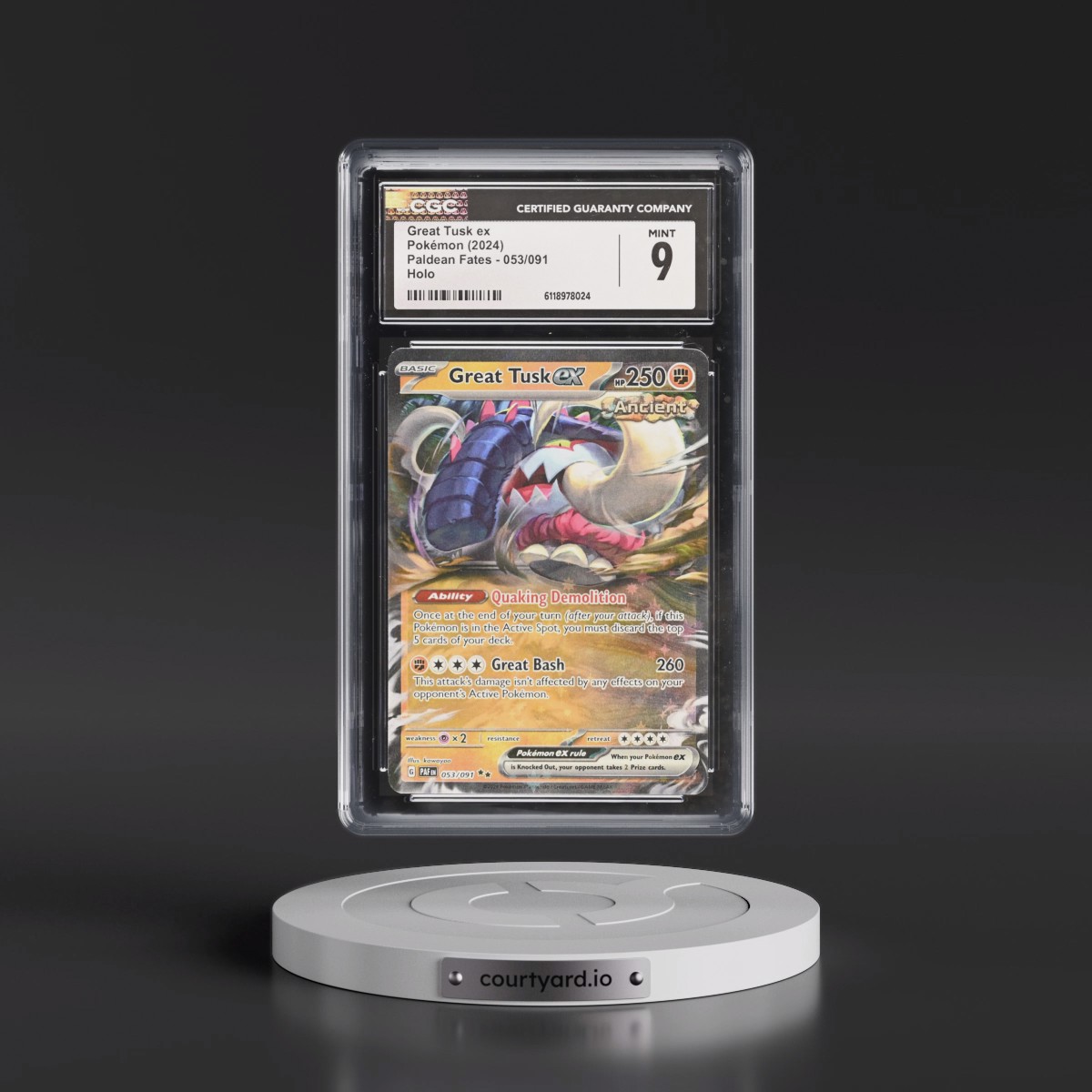 2024 Paldean Fates - PAF EN #053/091 Great Tusk ex - Holo (CGC 9 MINT)