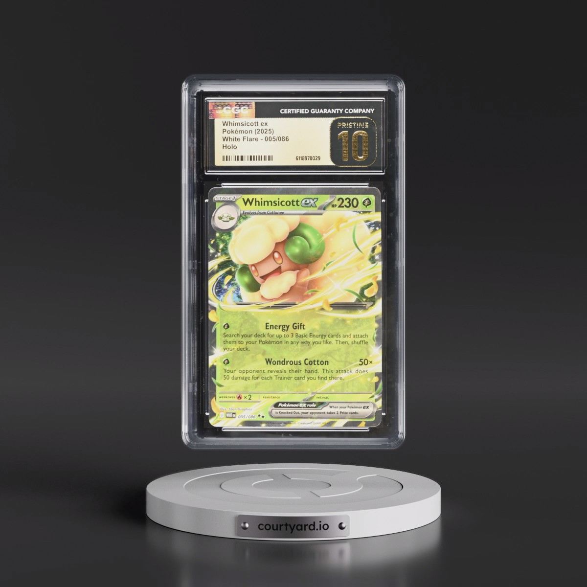 2025 White Flare - WHT EN #005/086 Whimsicott ex - Holo (CGC 10 PRISTINE)