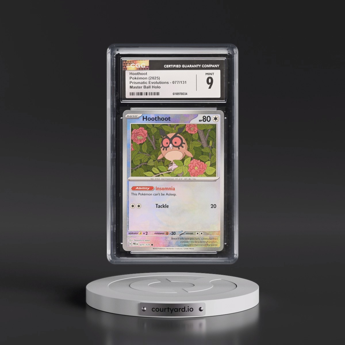 2024 Prismatic Evolutions - PRE EN #077/131 Hoothoot - Master Ball Holo (CGC 9 MINT)
