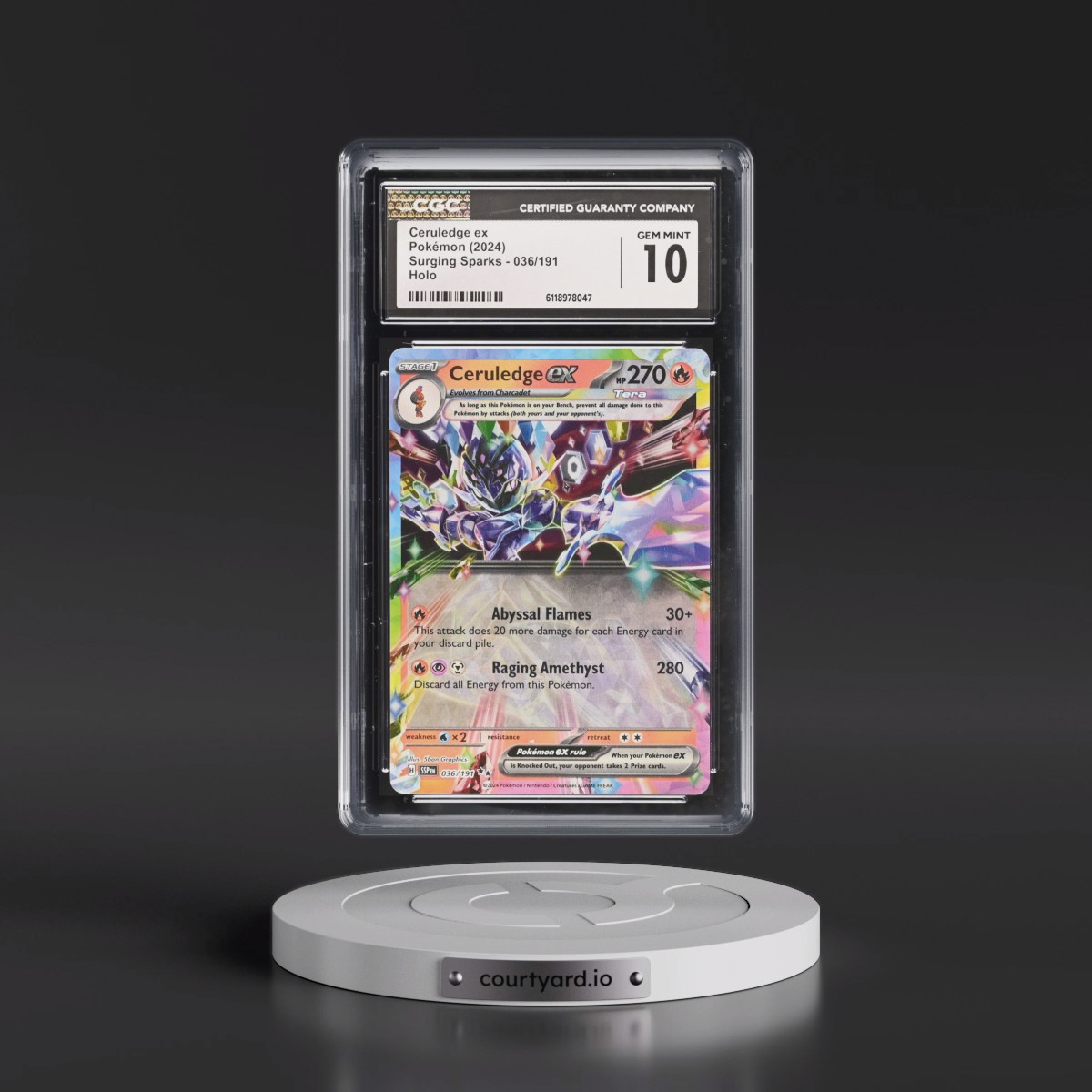 2024 Surging Sparks - SSP EN #036/191 Ceruledge ex - Holo (CGC 10 GEM MINT)