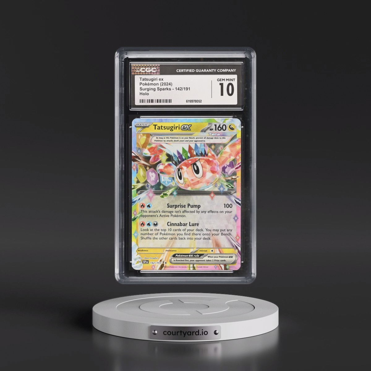 2024 Surging Sparks - SSP EN #142/191 Tatsugiri ex - Holo (CGC 10 GEM MINT)