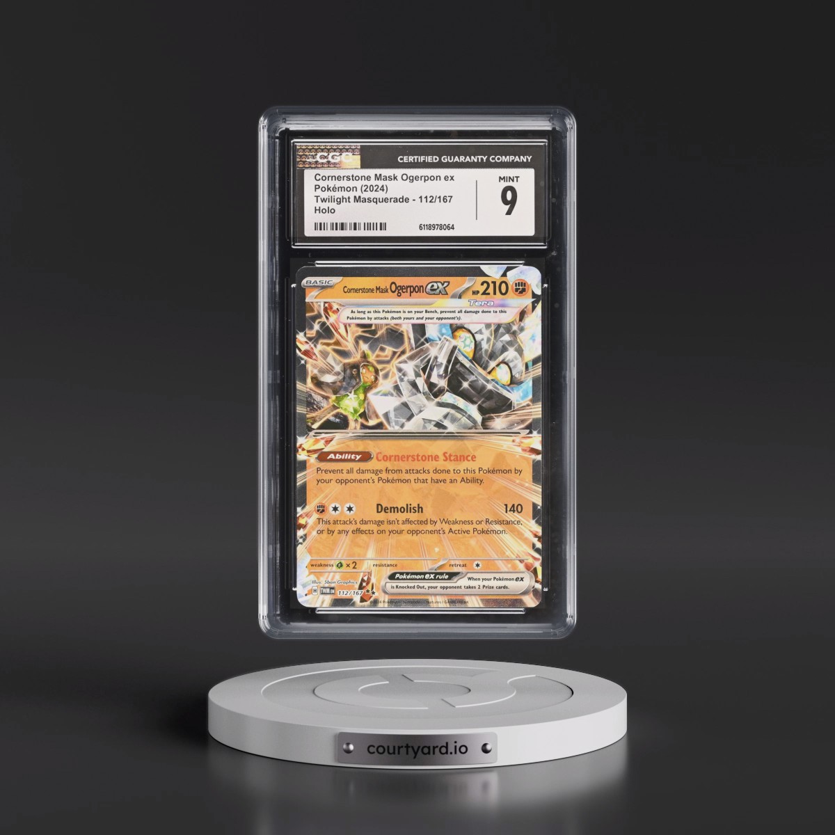 2024 Twilight Masquerade - TWM EN #112/167 Cornerstone Mask Ogerpon ex - Holo (CGC 9 MINT)
