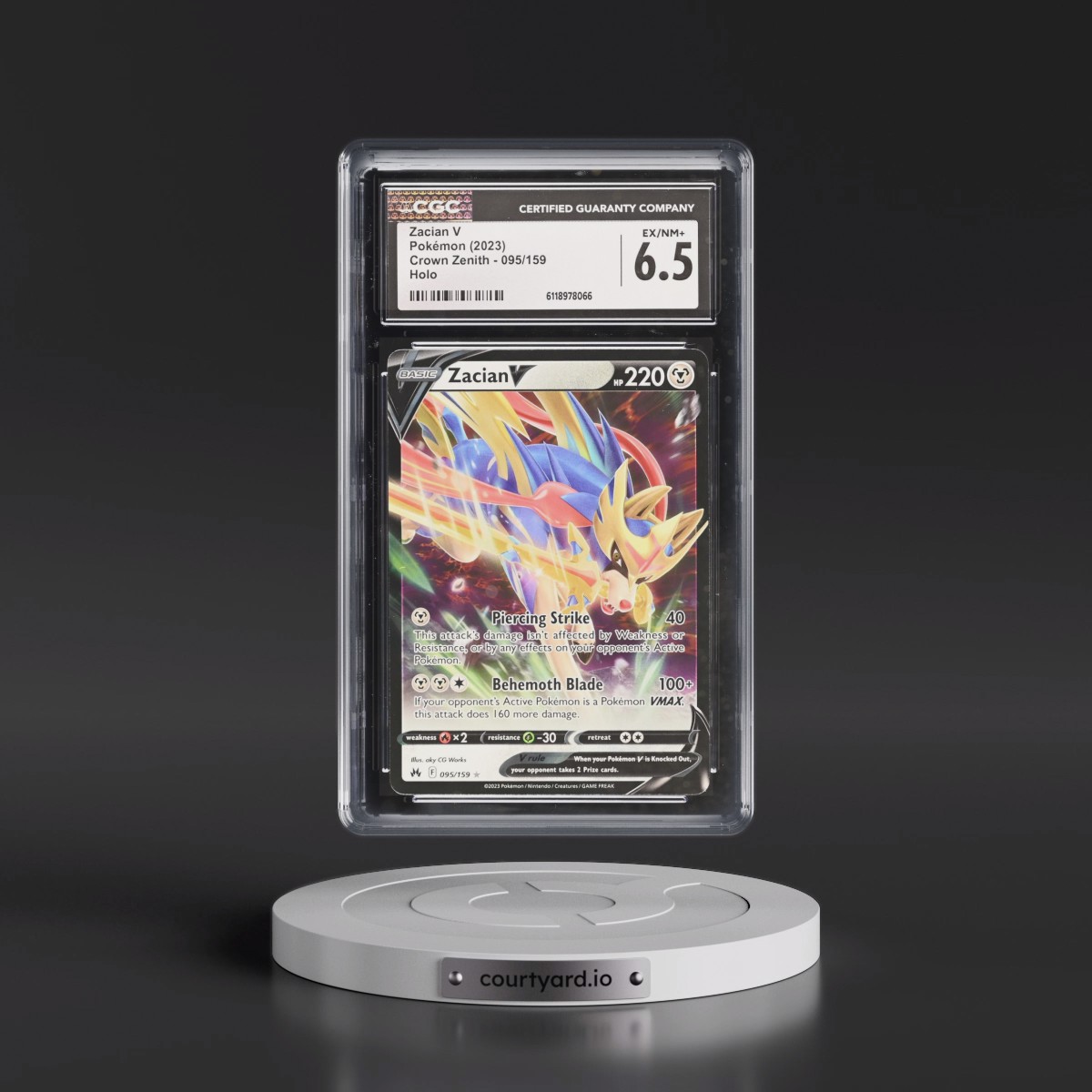 2023 Crown Zenith #095/159 Zacian V - Holo (CGC 6.5 EX-NM+)