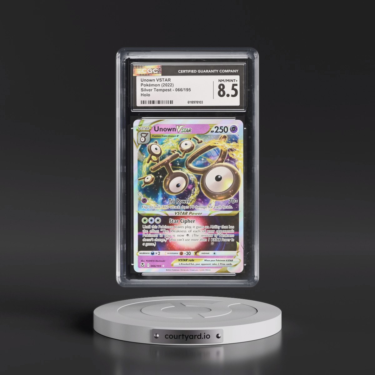 2022 Silver Tempest #066/195 Unown VSTAR - Holo (CGC 8.5 NM-MT+)