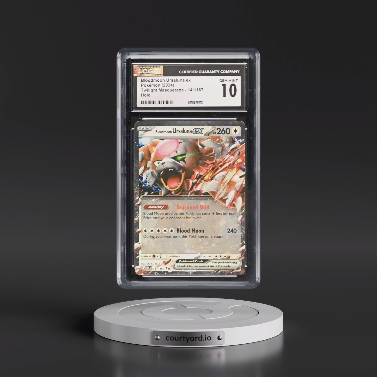 2024 Twilight Masquerade - TWM EN #141/167 Bloodmoon Ursaluna ex - Holo (CGC 10 GEM MINT)