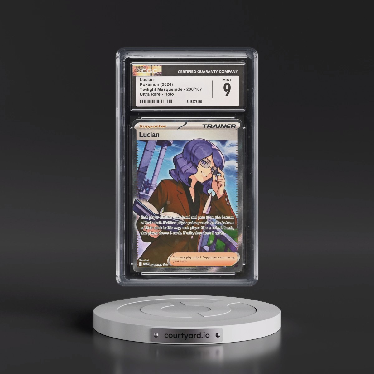 2024 Twilight Masquerade - TWM EN #208/167 Lucian - Ultra Rare Holo (CGC 9 MINT)