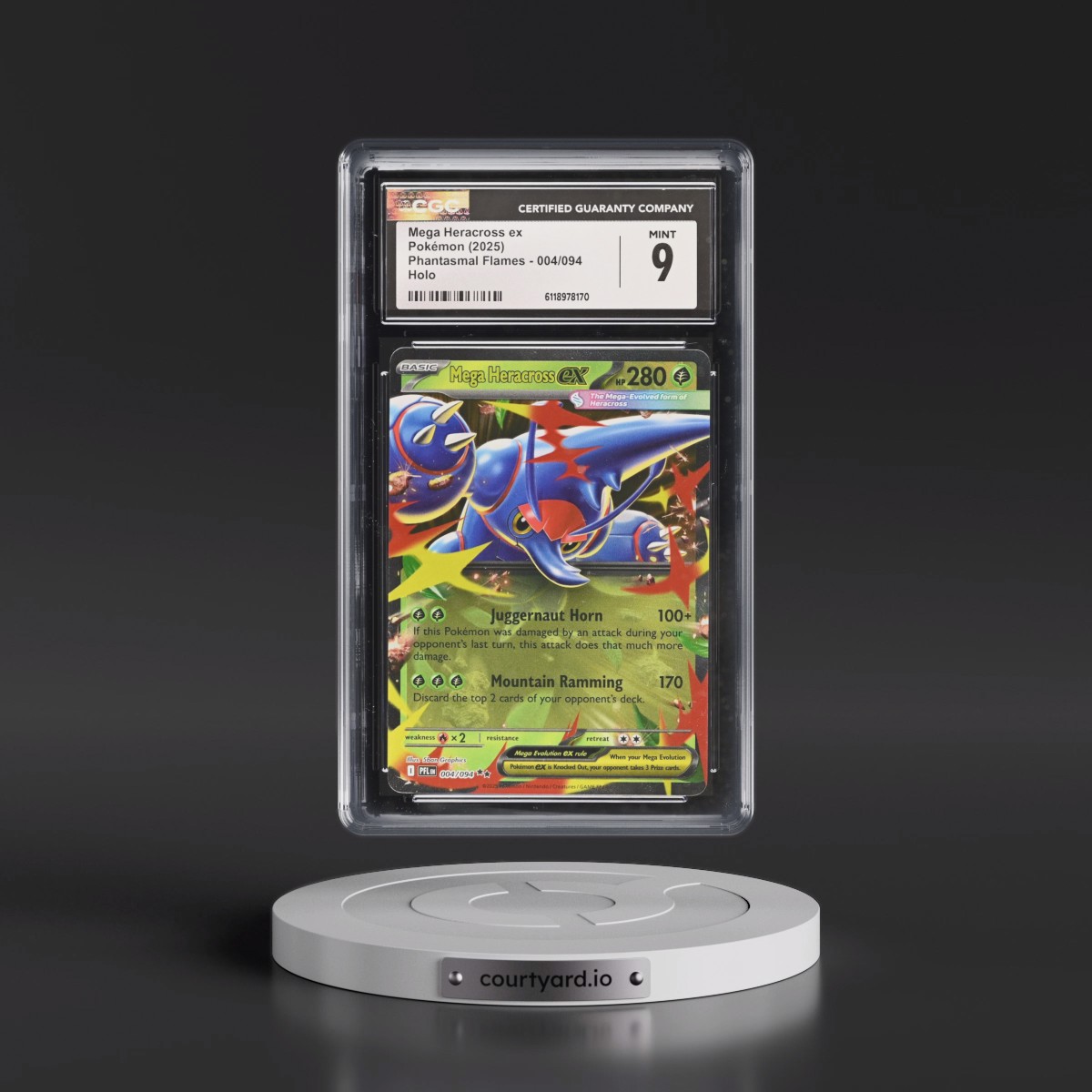 2025 Phantasmal Flames - PFL EN #004/094 Mega Heracross ex - Holo (CGC 9 MINT)