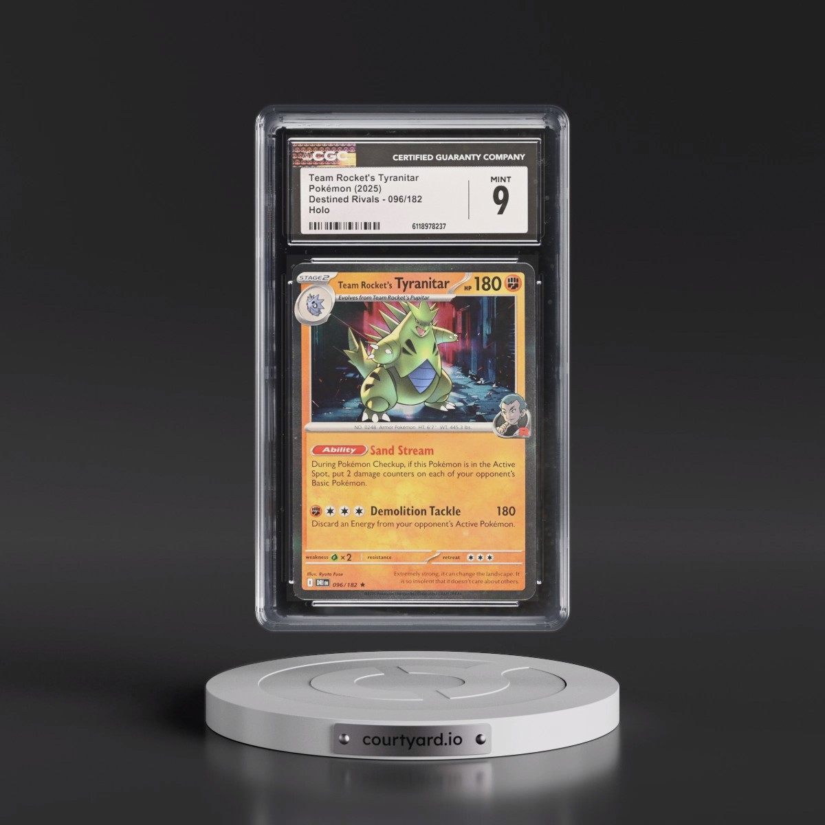 2025 Destined Rivals - DRI EN #096/182 Team Rocket's Tyranitar - Holo (CGC 9 MINT)