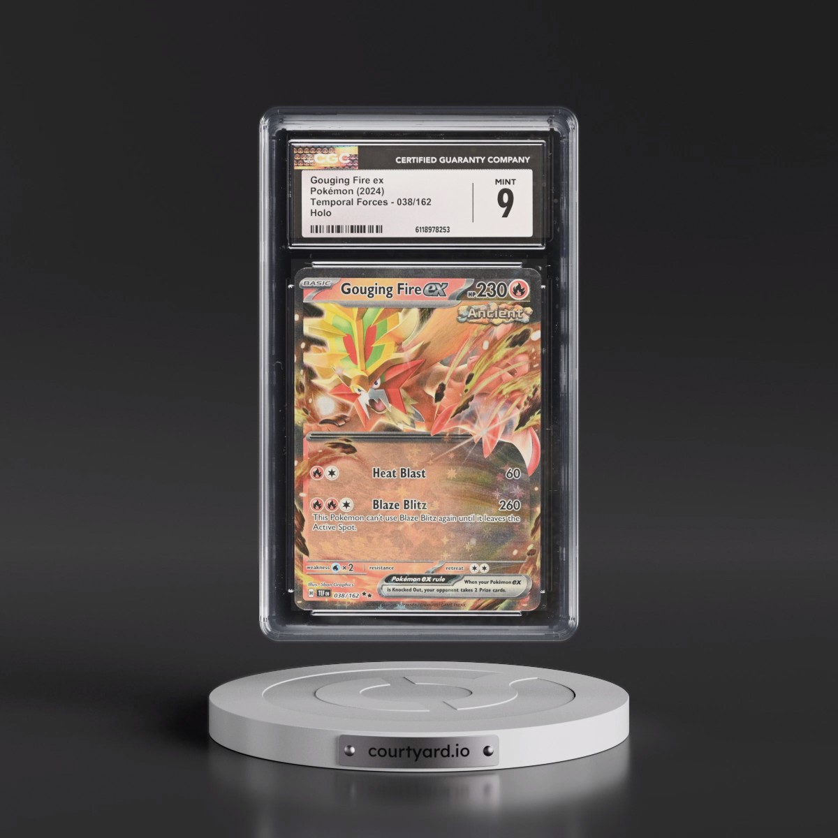 2023 Temporal Forces - TEF EN #038/162 Gouging Fire ex - Holo (CGC 9 MINT)