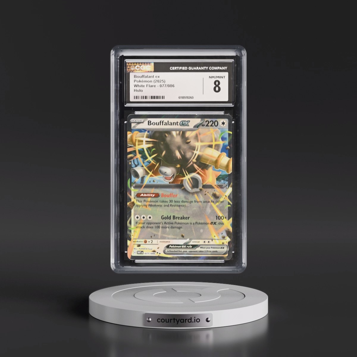 2025 White Flare - WHT EN #077/086 Bouffalant ex - Holo (CGC 8 NM-MT)