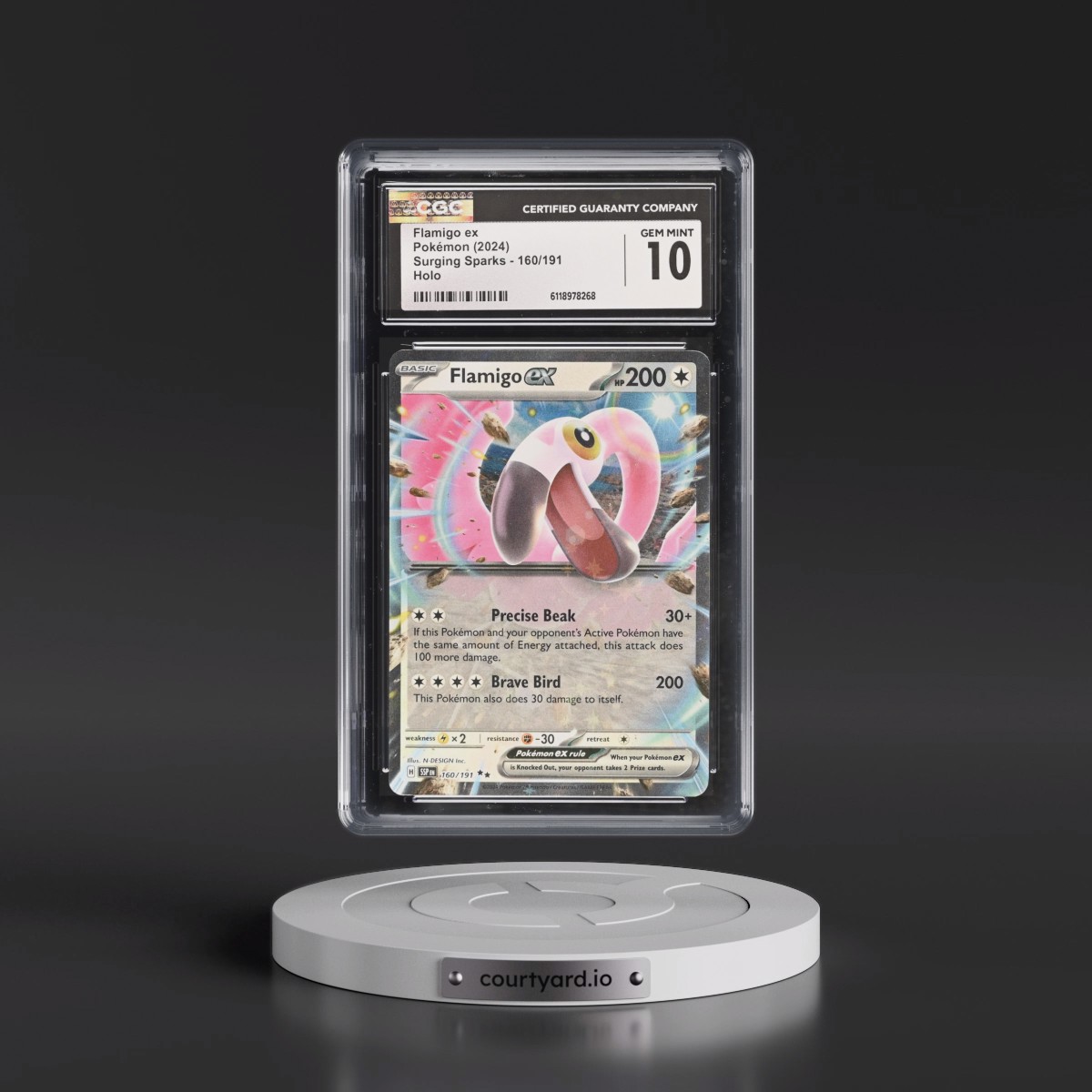 2024 Surging Sparks - SSP EN #160/191 Flamigo ex - Holo (CGC 10 GEM MINT)
