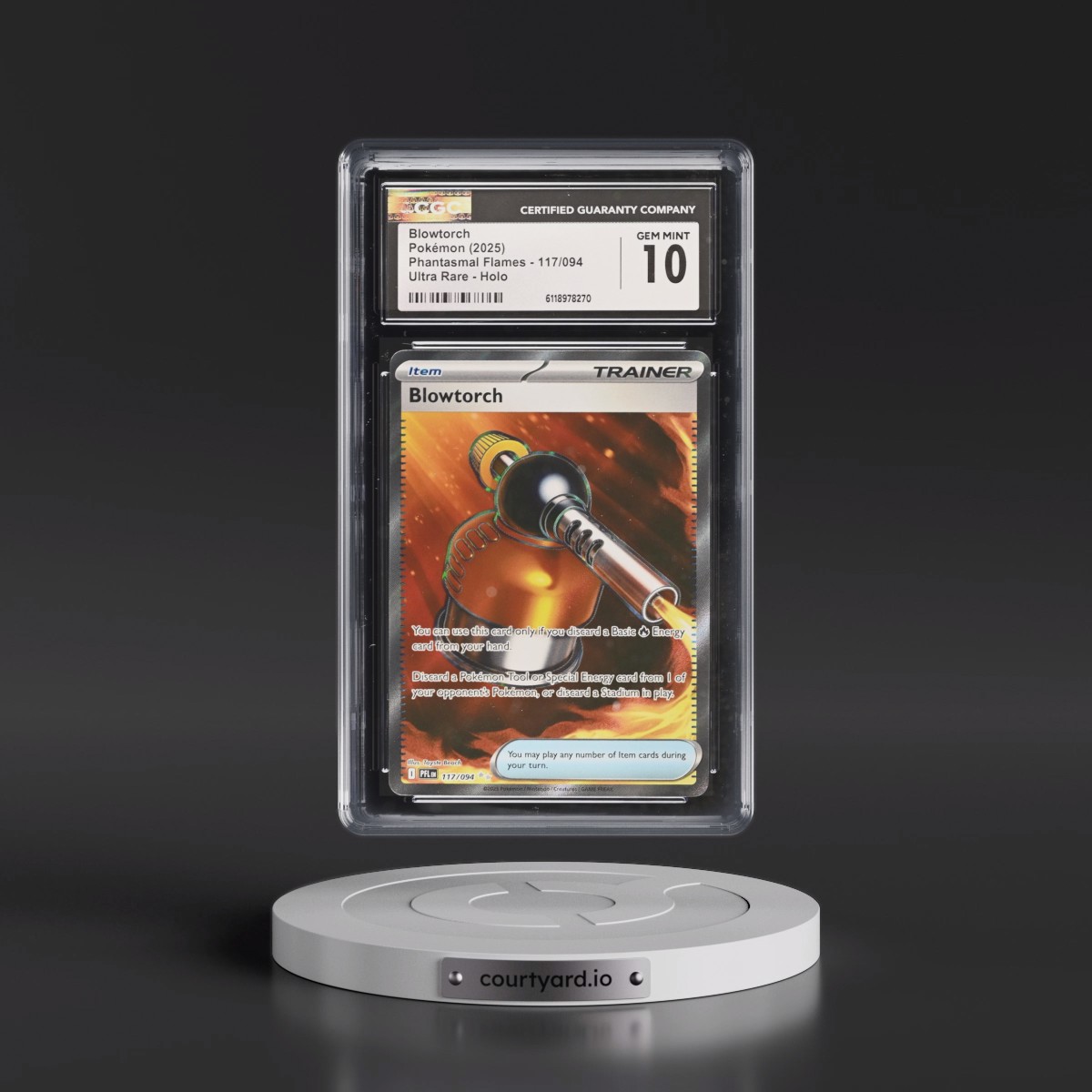 2025 Phantasmal Flames - PFL EN #117/094 Blowtorch - Ultra Rare Holo (CGC 10 GEM MINT)