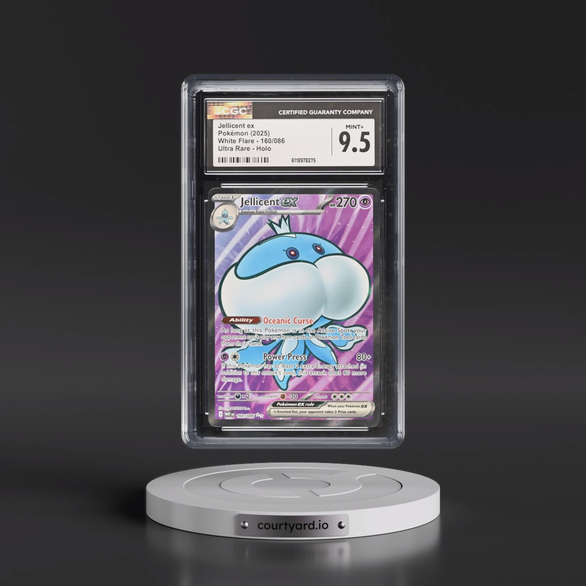 2025 White Flare - WHT EN #160/086 Jellicent ex - Ultra Rare Holo (CGC 9.5 MINT+)