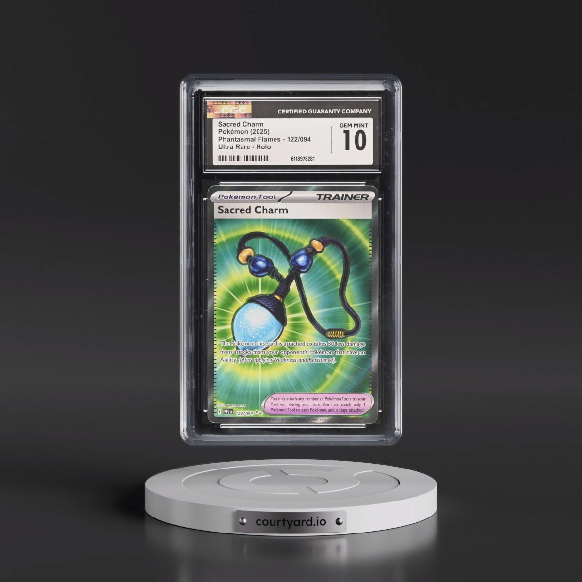 2025 Phantasmal Flames - PFL EN #122/094 Sacred Charm - Ultra Rare Holo (CGC 10 GEM MINT)