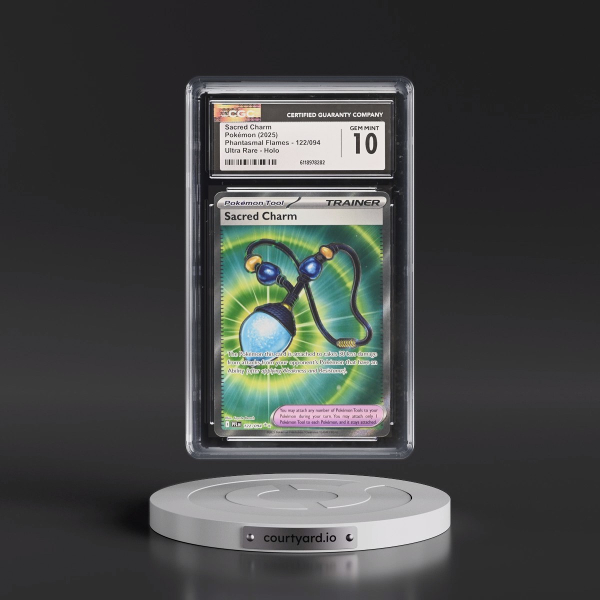 2025 Phantasmal Flames - PFL EN #122/094 Sacred Charm - Ultra Rare Holo (CGC 10 GEM MINT)