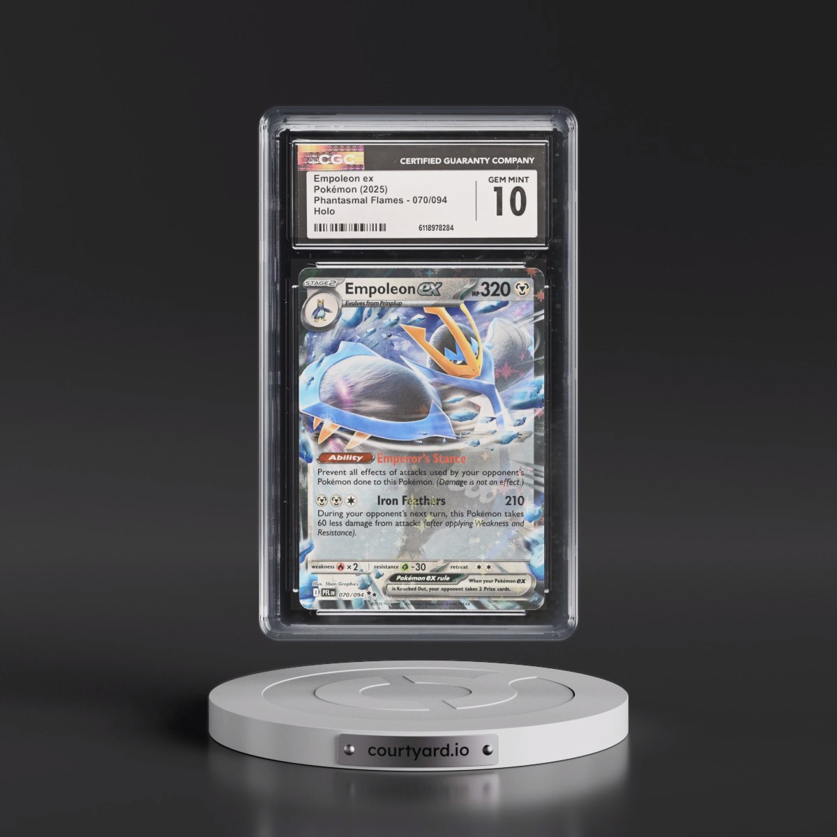 2025 Phantasmal Flames - PFL EN #070/094 Empoleon ex - Holo (CGC 10 GEM MINT)