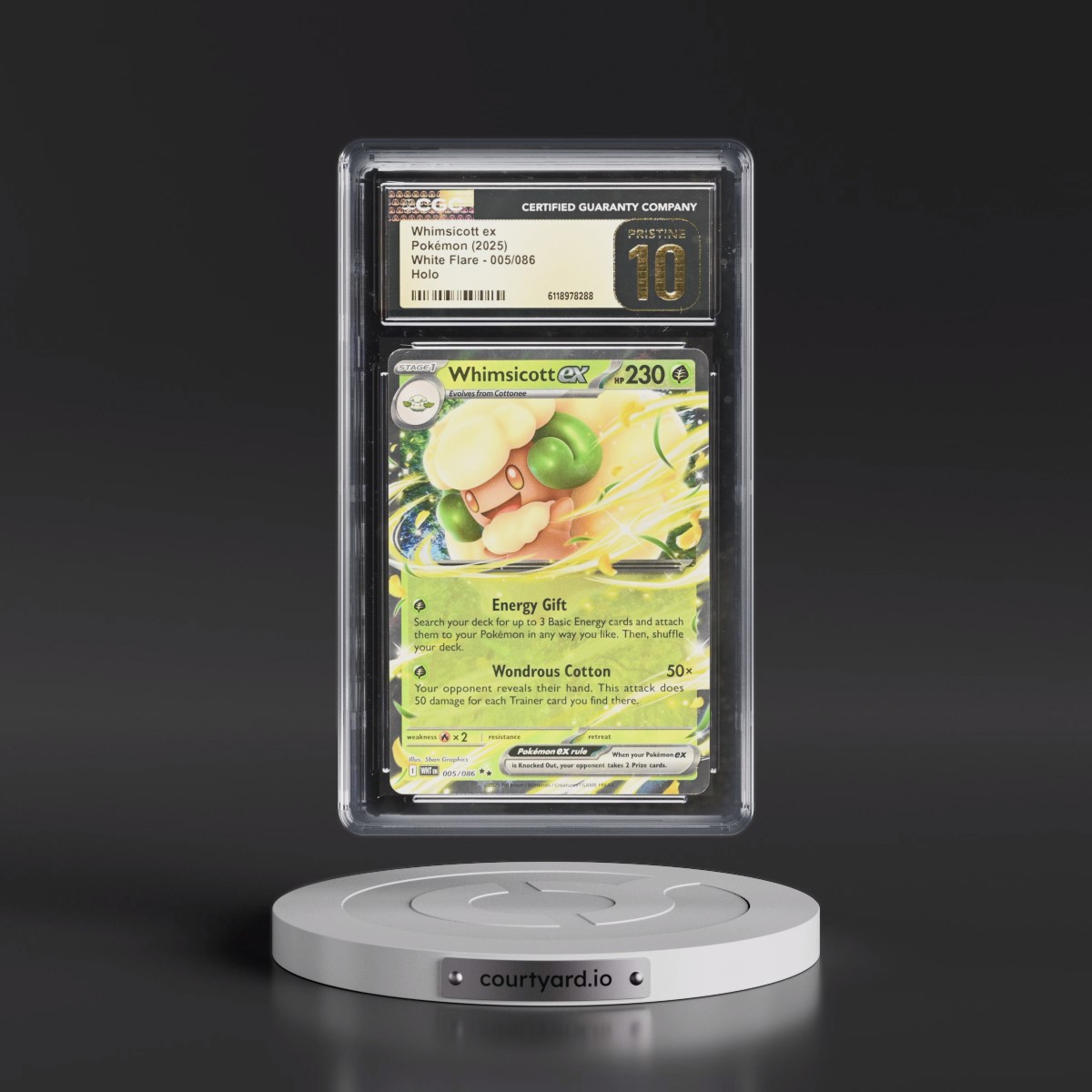 2025 White Flare - WHT EN #005/086 Whimsicott ex - Holo (CGC 10 PRISTINE)