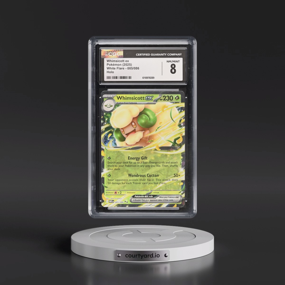 2025 White Flare - WHT EN #005/086 Whimsicott ex - Holo (CGC 8 NM-MT)