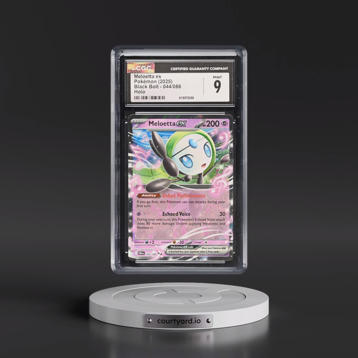 2025 Black Bolt - BLK EN #044/086 Meloetta ex - Holo (CGC 9 MINT)