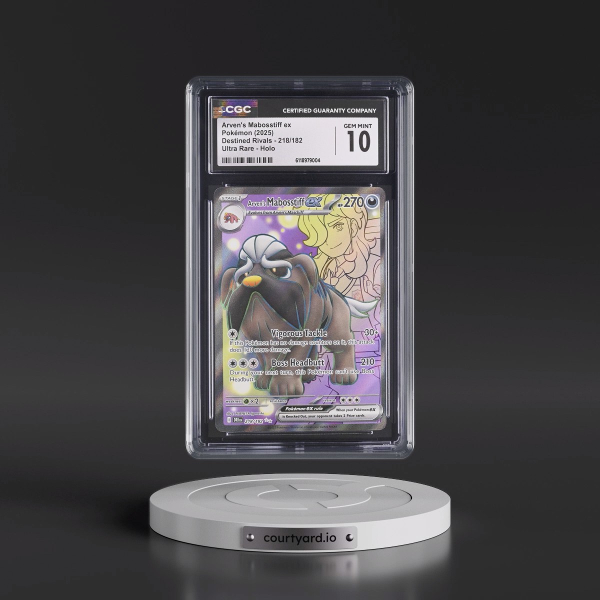 2025 Destined Rivals - DRI EN #218/182 Arven's Mabosstiff ex - Ultra Rare Holo (CGC 10 GEM MINT)