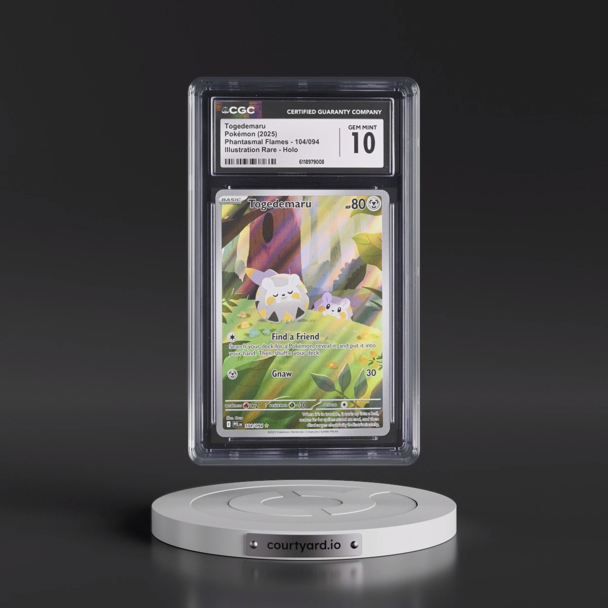 2025 Phantasmal Flames - PFL EN #104/094 Togedemaru - Illustration Rare Holo (CGC 10 GEM MINT)
