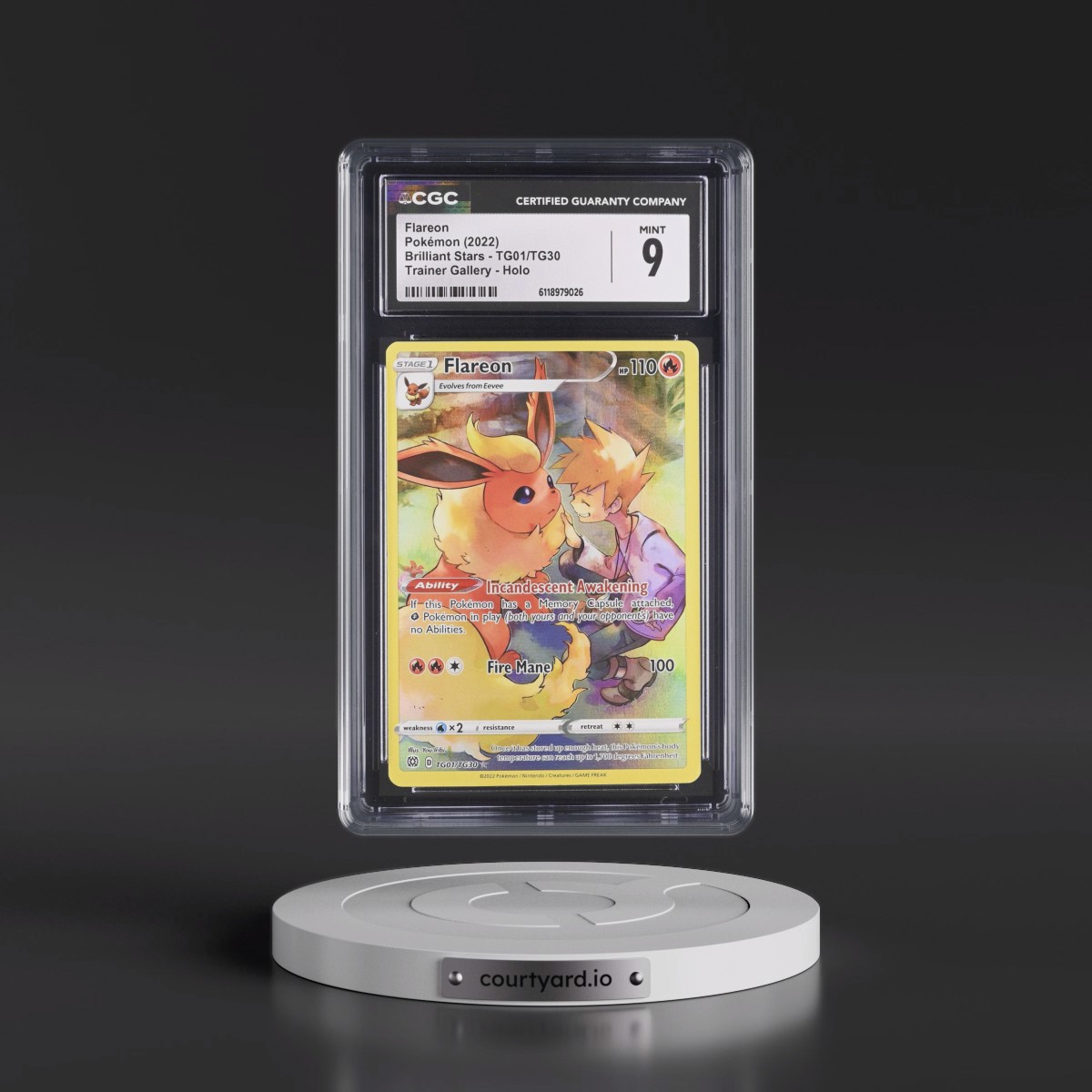 2022 Brilliant Stars #TG01/TG30 Flareon - Trainer Gallery Holo (CGC 9 MINT)