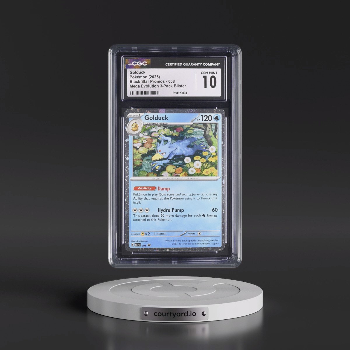 2025 Black Star Promos - Mega Evolution MEP EN #008 Golduck - Mega Evolution 3-Pack Blister (Cosmos Holo) (CGC 10 GEM MINT)
