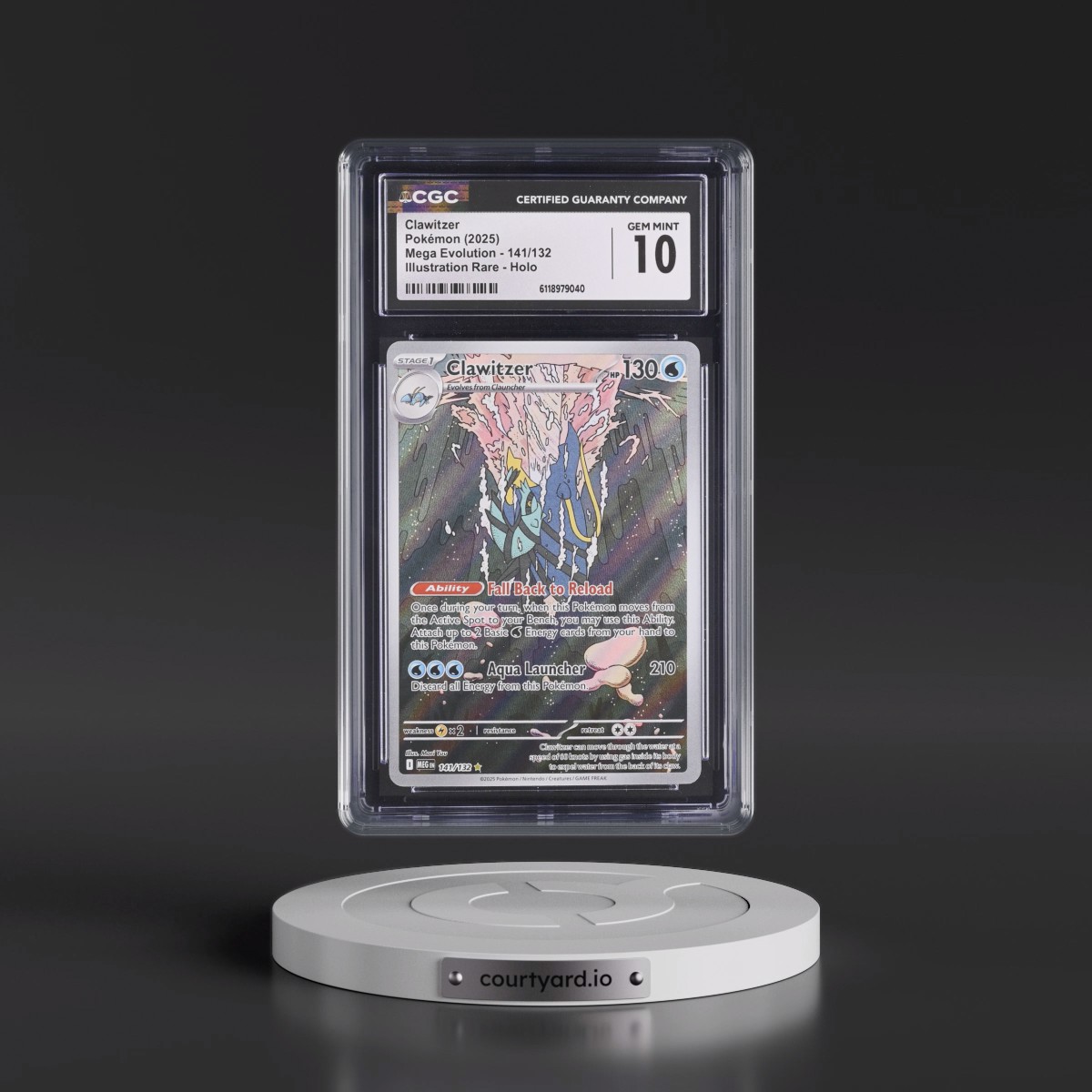 2025 Mega Evolution - MEG EN #141/132 Clawitzer - Illustration Rare Holo (CGC 10 GEM MINT)