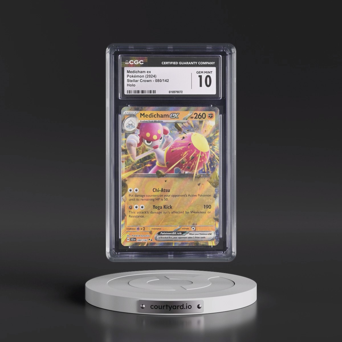 2024 Stellar Crown - SCR EN #080/142 Medicham ex - Holo (CGC 10 GEM MINT)
