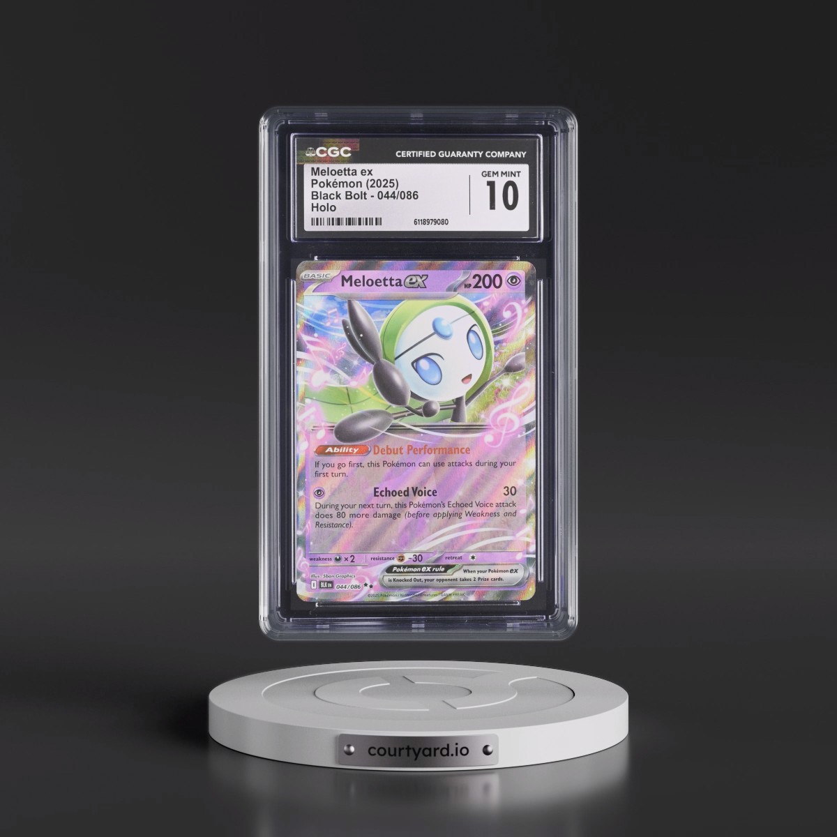 2025 Black Bolt - BLK EN #044/086 Meloetta ex - Holo (CGC 10 GEM MINT)
