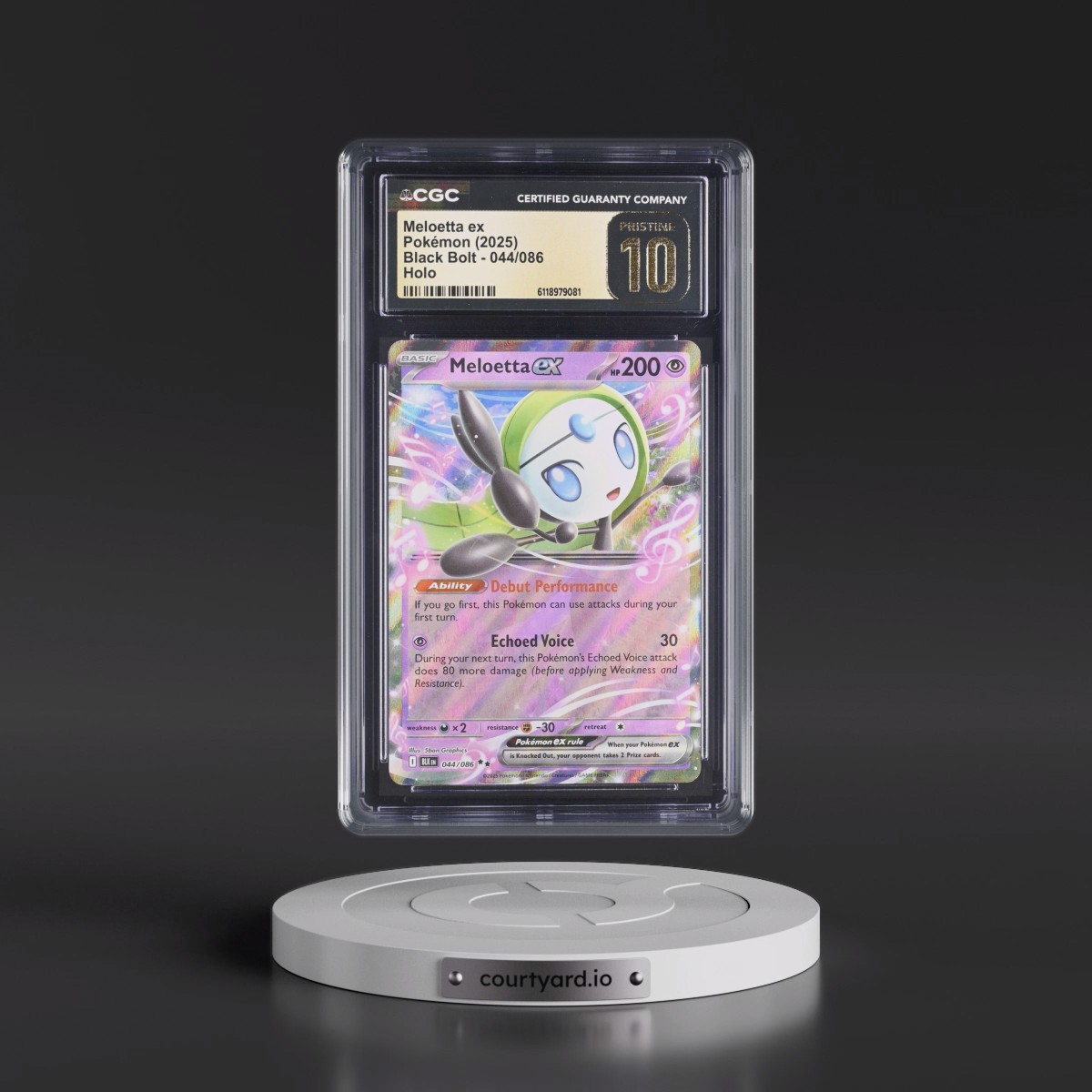 2025 Black Bolt - BLK EN #044/086 Meloetta ex - Holo (CGC 10 PRISTINE)