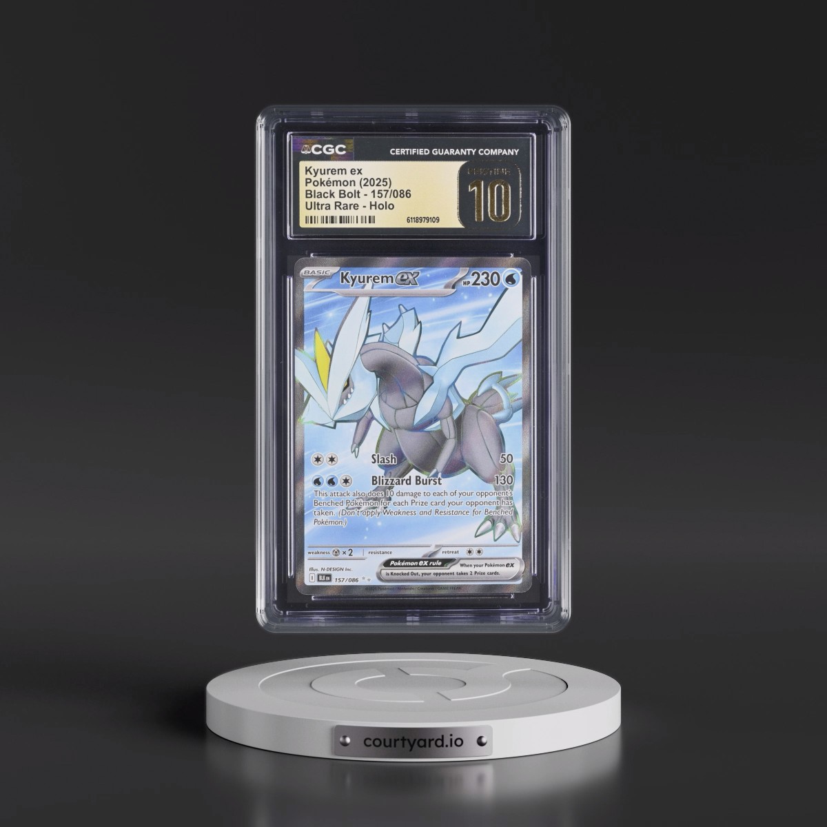 2025 Black Bolt - BLK EN Kyurem ex - Ultra Rare Holo #157/086 CGC 10