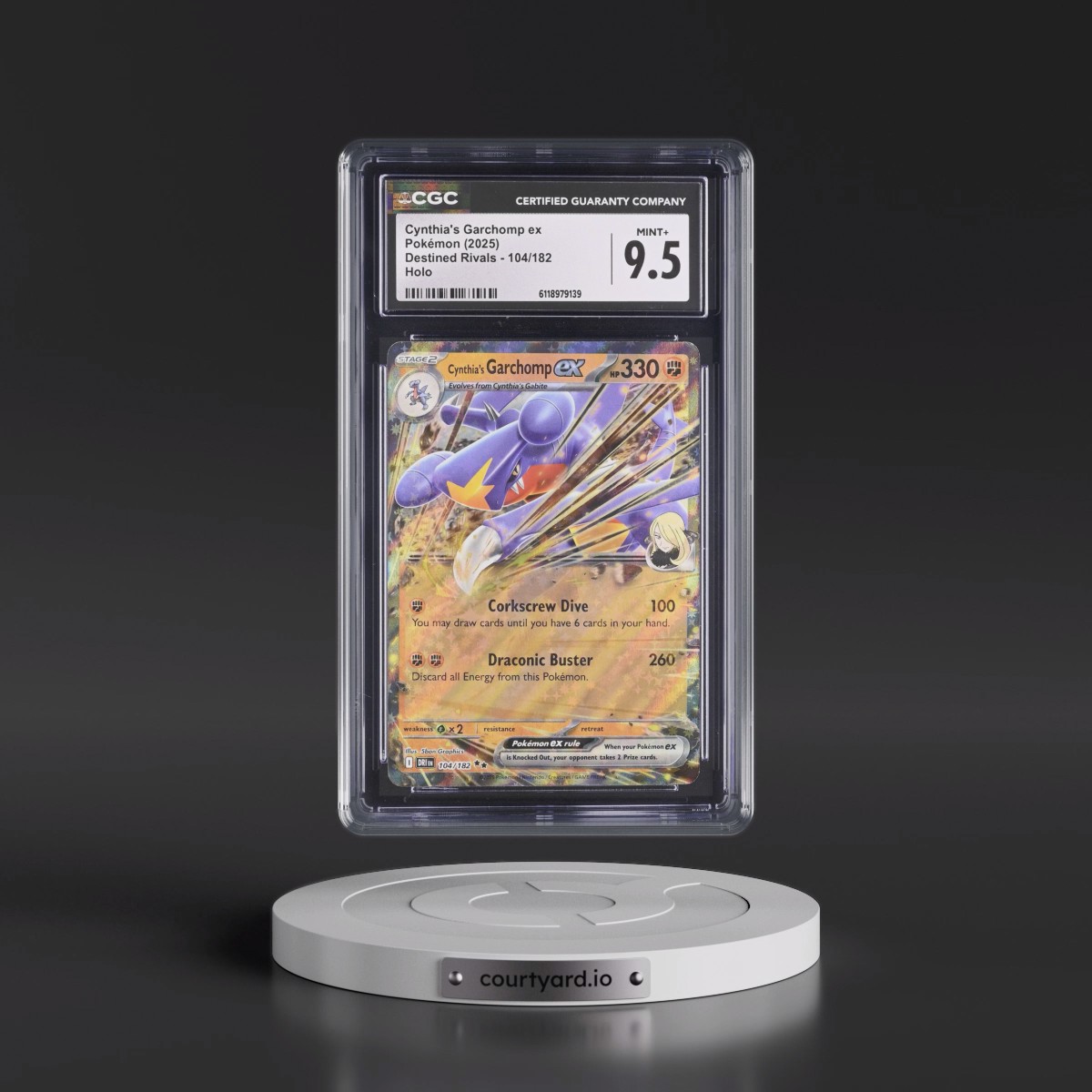 2025 Destined Rivals - DRI EN #104/182 Cynthia's Garchomp ex - Holo (CGC 9.5 MINT+)