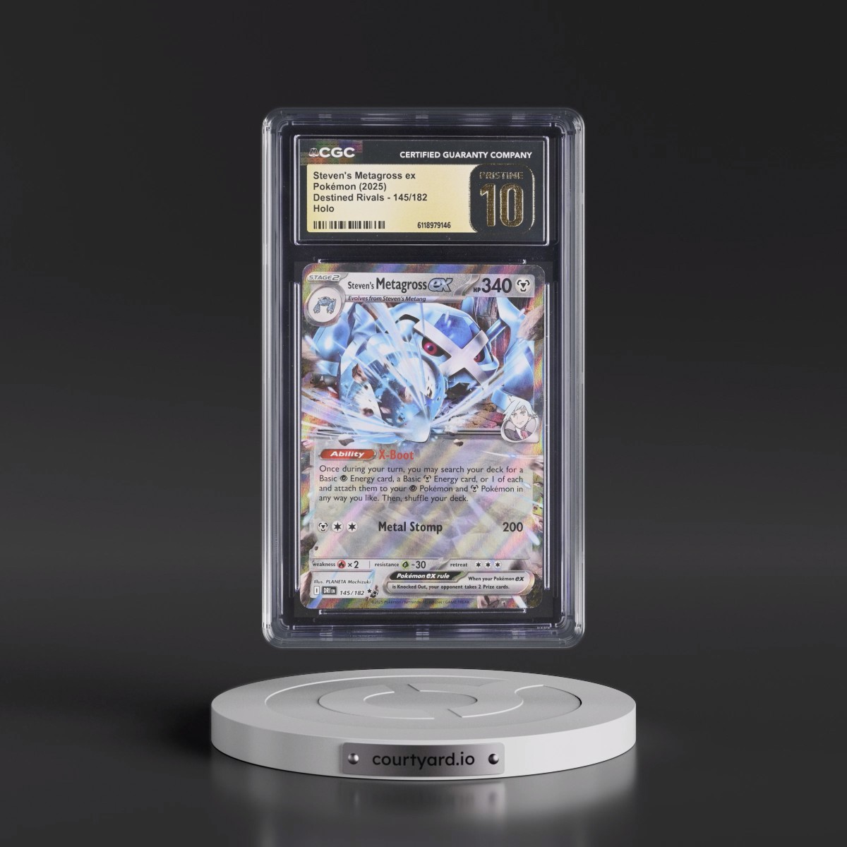 2025 Destined Rivals - DRI EN #145/182 Steven's Metagross ex - Holo (CGC 10 PRISTINE)