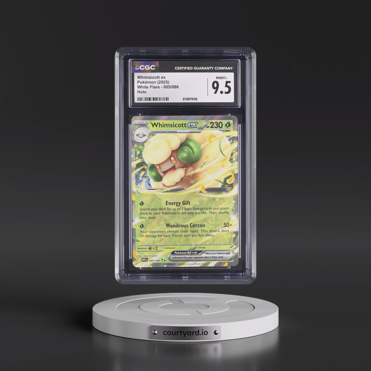 2025 White Flare - WHT EN #005/086 Whimsicott ex - Holo (CGC 9.5 MINT+)