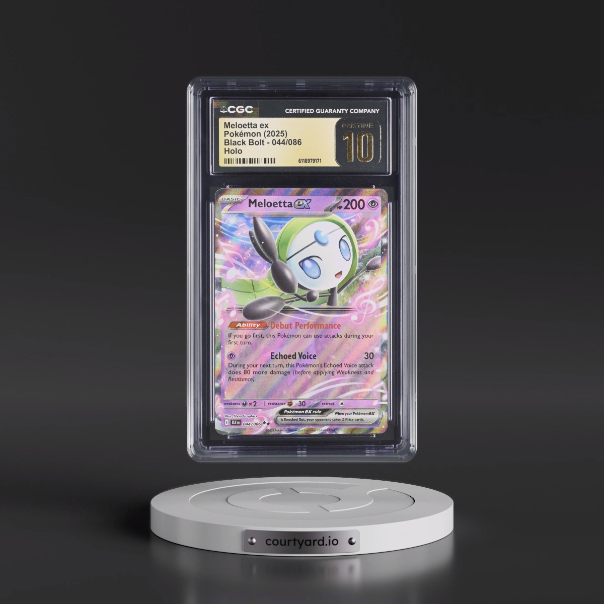 2025 Black Bolt - BLK EN #044/086 Meloetta ex - Holo (CGC 10 PRISTINE)