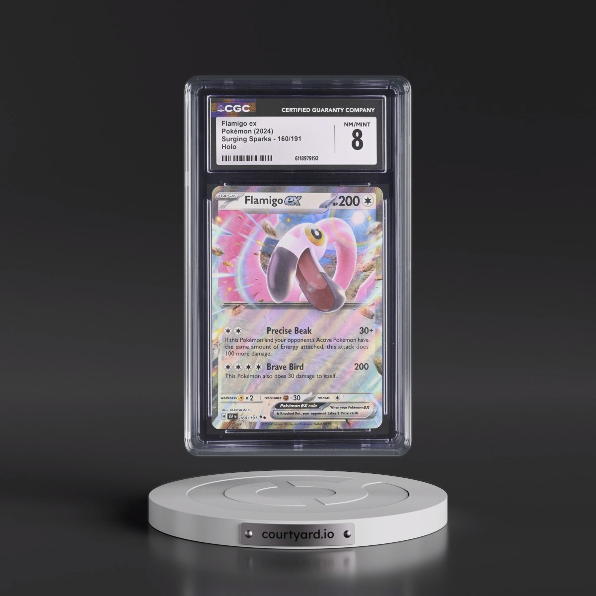 2024 Surging Sparks - SSP EN #160/191 Flamigo ex - Holo (CGC 8 NM-MT)