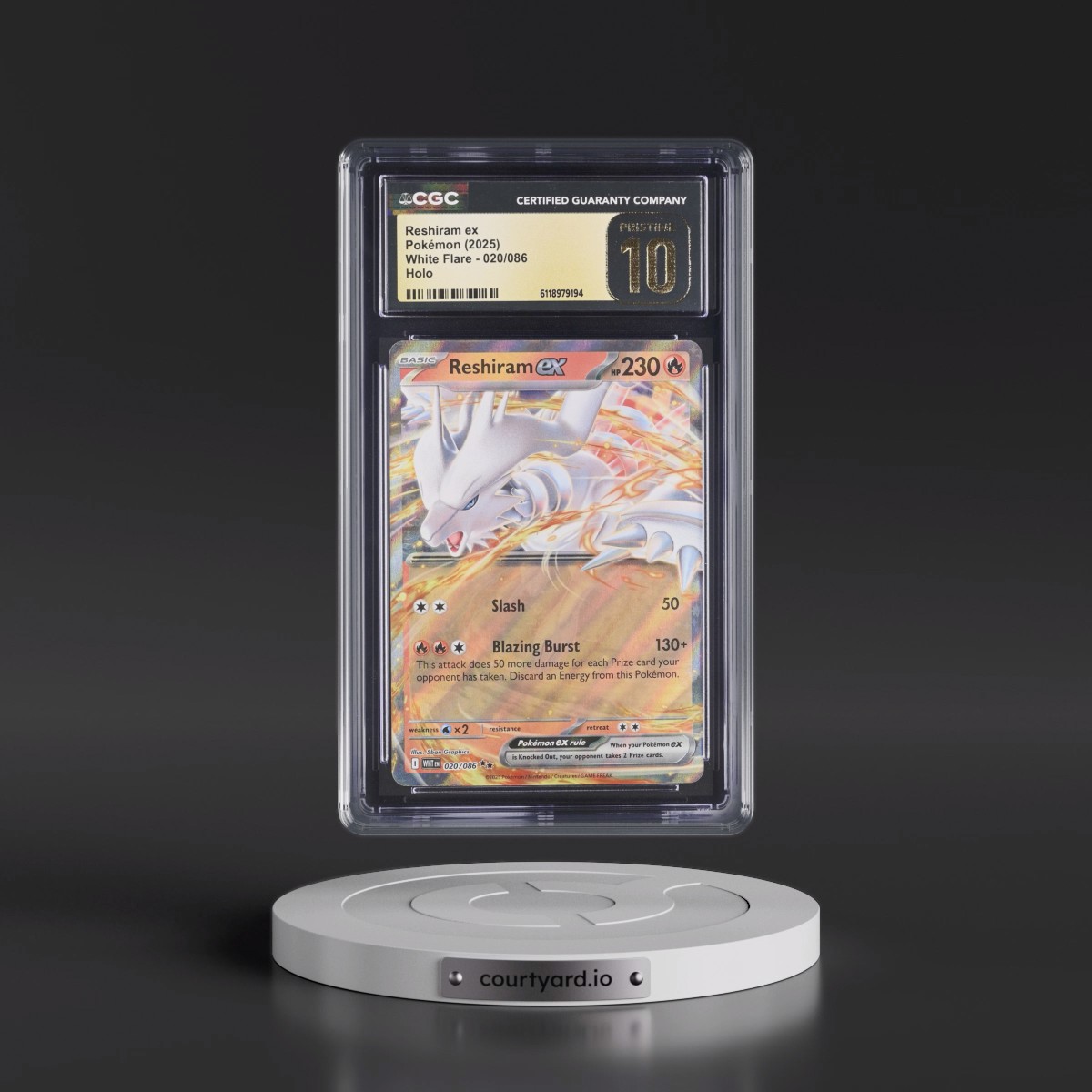 2025 White Flare - WHT EN #020/086 Reshiram ex - Holo (CGC 10 PRISTINE)