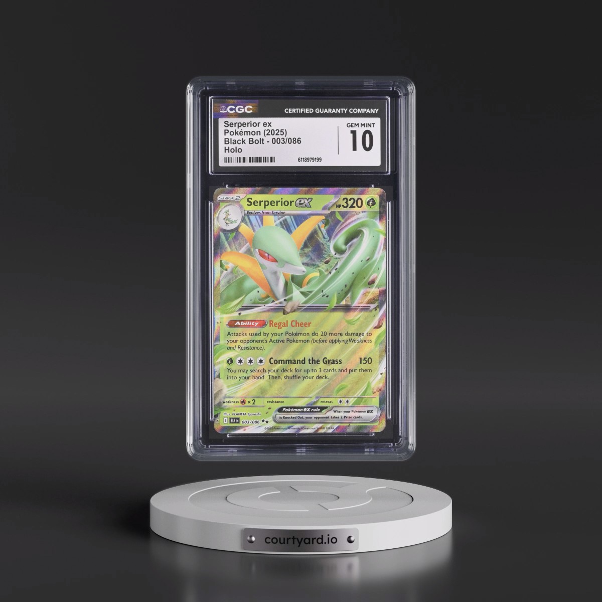 2025 Black Bolt - BLK EN #003/086 Serperior ex - Holo (CGC 10 GEM MINT)
